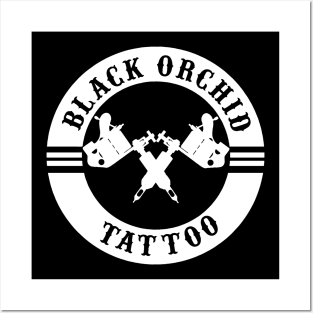 Black orchid circle logo white Posters and Art